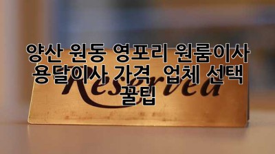 양산 원동 영포리 원룸이사🚚 용달이사 가격 & 업체 선택 꿀팁🍯